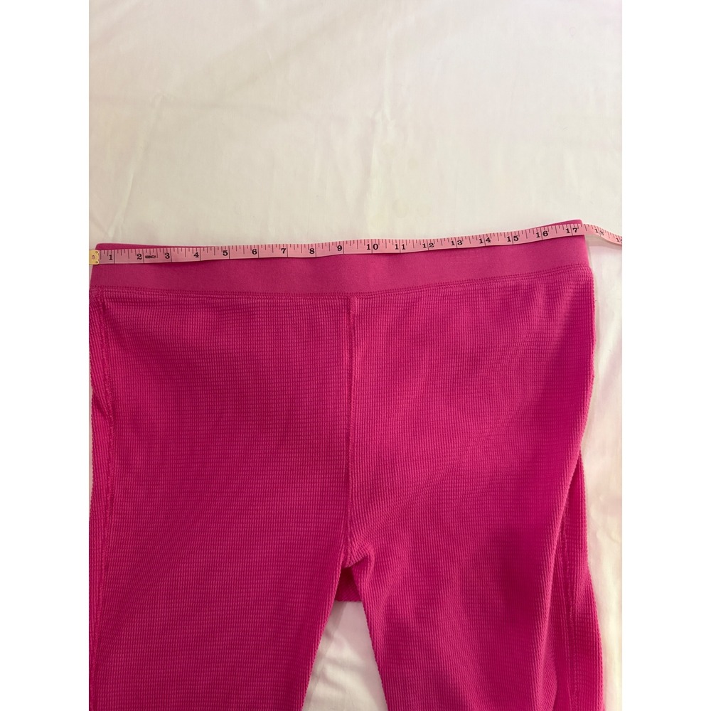 J. CREW Bright Pink Stretch Cotton Waffle Knit Thermal Henley Pajama Set L - Picture 9 of 11